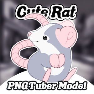 Cute Rat PNGTuber, Premade PNGTuber+ model, Streaming giftuber asset for twitch, Youtube, Discord, Live streamer avatar for gaming