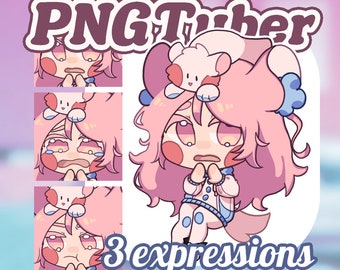 Pink Ferret Girl PNGTuber, Premade PNGTuber+ model, Streaming giftuber asset for twitch, Youtube, Discord, Live streamer avatar for gaming
