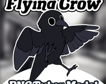 Flying Crow/Raven PNGTuber, Animated PNGTuber+ Veadotube Mini model, Streaming giftuber for twitch, Youtube, Discord, Live avatar for gaming