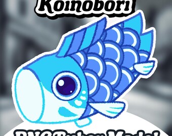CHILDREN'S DAY Blue Koinobori Animated PNGTuber+ Veadotube Mini model, Streaming giftuber Youtube, Discord, Live avatar for gaming