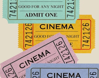 Movie Night Digitaldruck, Retro Kinokarte, trendige Wandkunst
