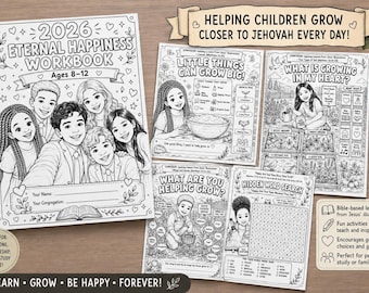 2026 Eternal Happiness Workbook Kids Ages 8-12 | 135 Page JW Convention Activity Book | Printable Workbook PDF Download