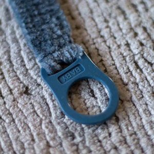 Blue crochet pacifier clip image 4