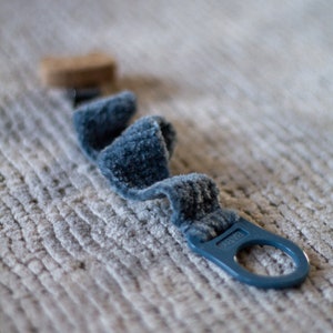 Blue crochet pacifier clip image 1