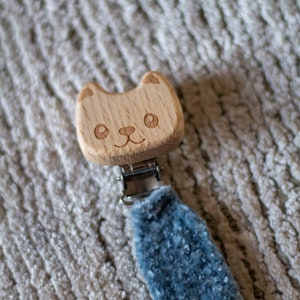 Blue crochet pacifier clip image 7