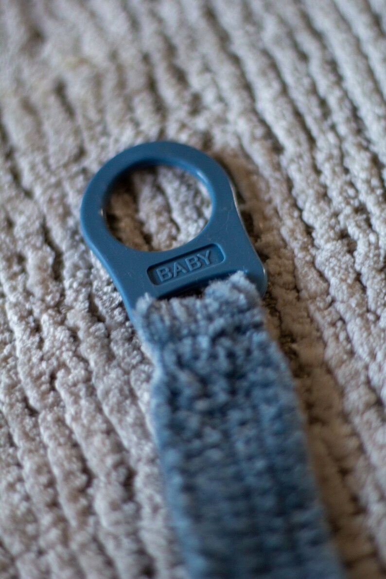 Blue crochet pacifier clip image 8