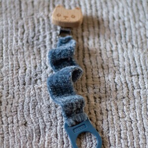 Blue crochet pacifier clip image 9