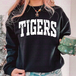 Distressed Tigers School Mascot PNG, Tigers Pride Digital Download, High School College Spirit PNG, Sublimation Design, Instant Download