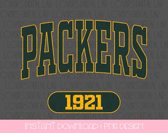 Logotipo de moda de la mascota de los Packers, diseño de día de juego de los Packers, archivo de arte digital, fútbol de Green Bay, diseño de descarga instantánea, PNG de los Green Bay Packers