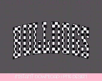 Checkered Bulldogs School Mascot PNG, Bulldogs Pride Digital Download, High School College Spirit PNG, Sublimation Design, Instant Download