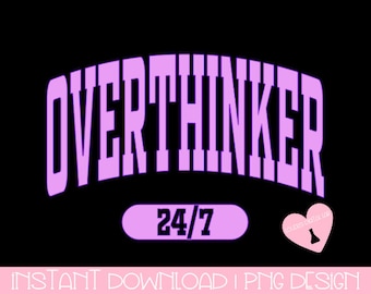 PURPLE OVERTHINKER PNG | purple png, overthinker png, retro arch png, arch, varsity, mental health png, png t shirt