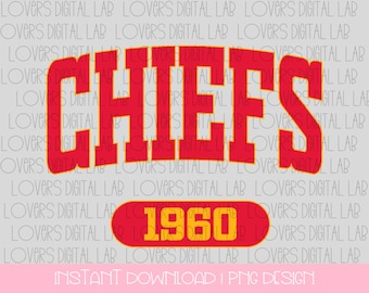 May include: Red and yellow graphic design featuring the word "CHIEFS" in a bold, arched font with the number "1960" underneath.