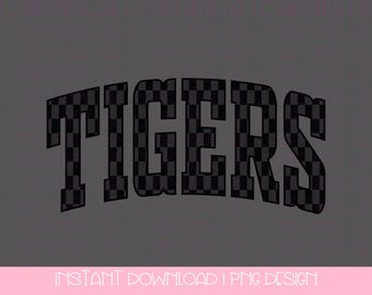 Checkered Tigers School Mascot PNG, Tigers Pride Digital Download, High School College Spirit PNG, Sublimation Design, Instant Download