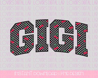 GIGI PNG | Black Cherrys Polka Dot Gigi PNG, Retro Kirsche Oma digitale Datei, süßes druckbares Shirt Design, Gigi Geschenk png Download