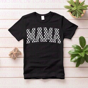 BLACK AND WHITE retro mama png | pink png, mama png, retro arch png, arch, varsity, mothers day png, png t shirt, checkered mama png