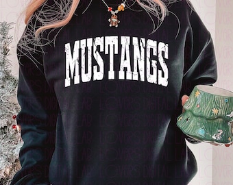 Mascotte scolastica dei Mustangs in difficoltà in formato PNG, download digitale dell'orgoglio dei Mustangs, PNG con spirito universitario delle scuole superiori, design a sublimazione, download istantaneo