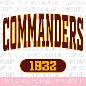 Washington Kommandanten PNG, Kommandanten Maskottchen Trendy Logo, Spieltag Kommandanten Design, digitale Datei, Washington Football, Sofort Download