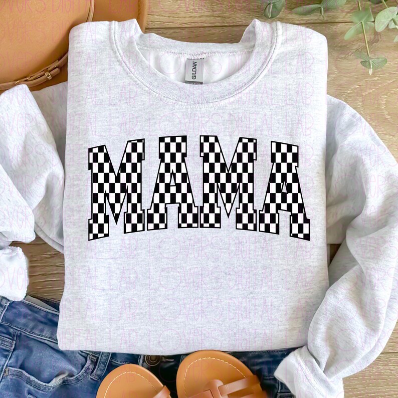 BLACK AND WHITE retro mama png | pink png, mama png, retro arch png, arch, varsity, mothers day png, png t shirt, checkered mama png