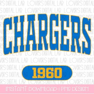 Los Angeles Chargers PNG, logotipo de moda de la mascota de los Chargers, diseño de los Chargers para el día del juego, archivo de arte digital, descarga de fútbol de Los Ángeles, diseño instantáneo