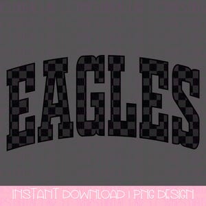 Checkered Eagles School Mascot PNG, Eagles Pride Digital Download, High School College Spirit PNG, Sublimation Design, Instant Download