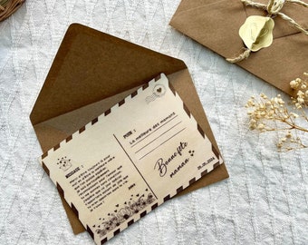 Postal de madera personalizable – Mensaje personalizable – Regalo del Día de la Madre, cumpleaños, amante, niñera – DanslesBoisdeMalo