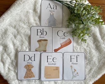 Vintage Girl Alphabet Flashcards - PDF Download