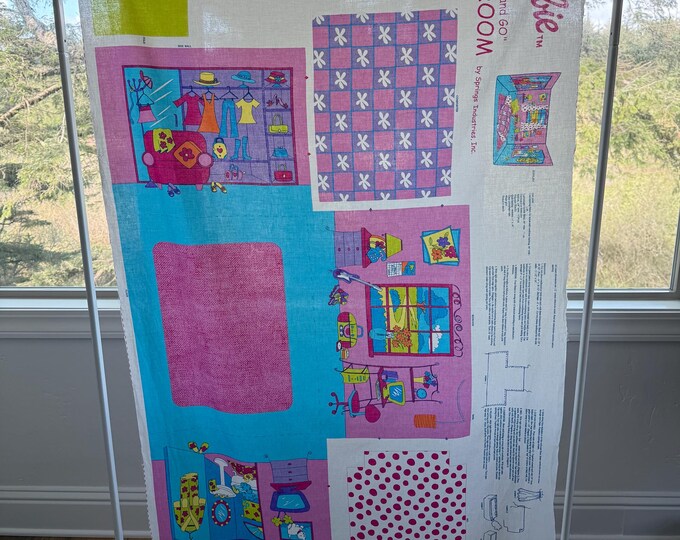 Barbie Fold and Go Bedroom Fabric Panel - Etsy