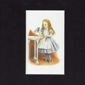 The MacMillan Alice | Amarrado no gargalo da garrafa havia um rótulo de papel com as palavras BEBA-ME | Impressão de cartão postal fosco