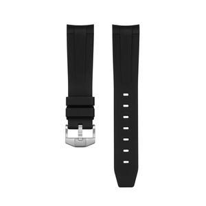 FKM RUBBER Watch Strap Black Wristwatch Band 20mm for Sub