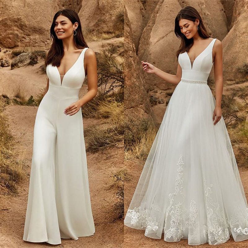 Buy Bridal Jumpsuit With Detachable Skirt Online In India Etsy India