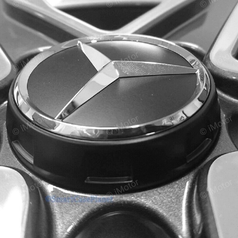 Set of 4 Black AMG Hub Caps for 75mm Mercedes Benz Rims / AMG Mercedes