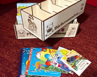 Pixibuch Organizer aus Holz – personalisierbare und modulare Aufbewahrungsbox für Kinderbücher (Pixi, Maxi-Pixi, LINO, Lesemaus) - Regal