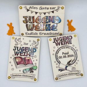 Jeugdinitiatieceremonie - Gepersonaliseerde houten geldcadeaukaart | Gegraveerde wenskaart | Cadeauverpakking voor jeugdinitiatieceremonie | Creatief