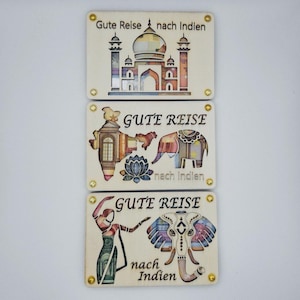 Reisegutschein Indien Holzkarte – Individuelles Geldgeschenk mit persönlicher Botschaft - Geburtstagskarte - Asien, Reisen, Hochzeit