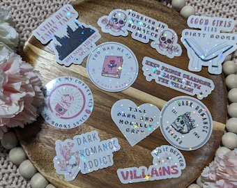 Dark romance sticker pack with holographic overlay, perfect for bookish journaling, kindle cases etc