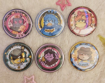 UNDERTALE YELLOW button pins --- Starlo Ceroba Clover Dalv Martlet Axis