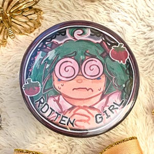 Bouton Rotten Girl MIKU, VOCALOID - grand 2,25" - support en métal -