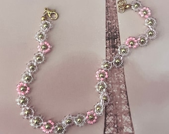 Beaded Flower Chocker Necklace
