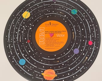 Vintage Hand-Painted Record: Solar System