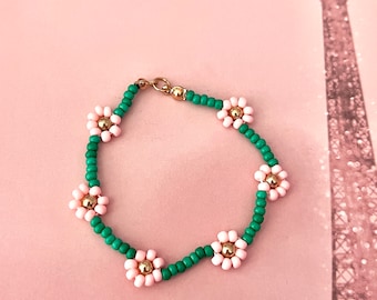 Pink Flower Bracelet