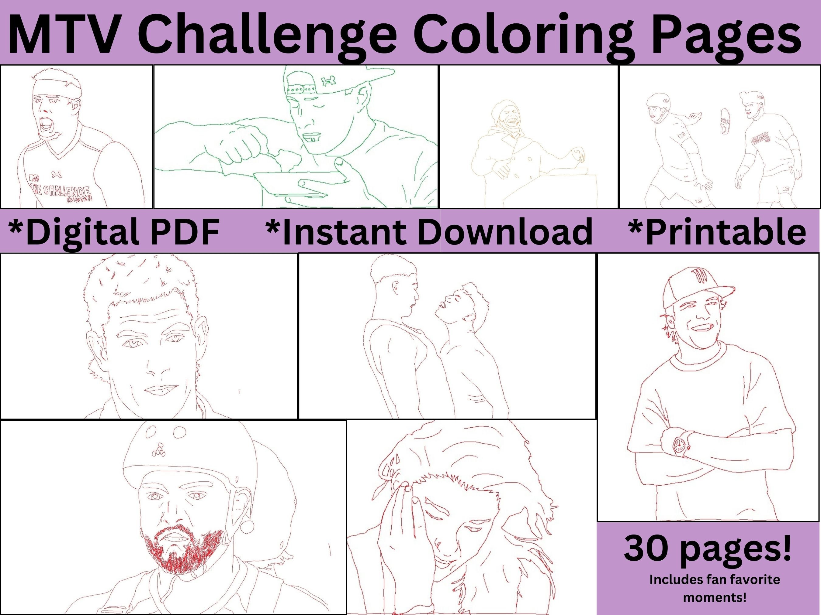 30 MTV Challenge Coloring Pages - Etsy