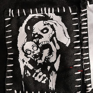 Horror Skeleton Head Handmade Cloth Patch | Sew-On | Gothic Occult Horror Death Metal Morbid Macabre Punk