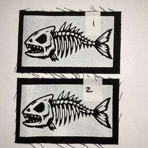 Skeleton Fish Patch | Sew-On | Handmade | Gothic Occult Horror Death Metal Morbid Macabre Punk