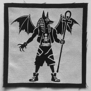 Anubis, Eye of Horus, Ra, Ancient Egyptian Hand Painted Cloth Sew-On Patch | Punk | Alchemical | Magick