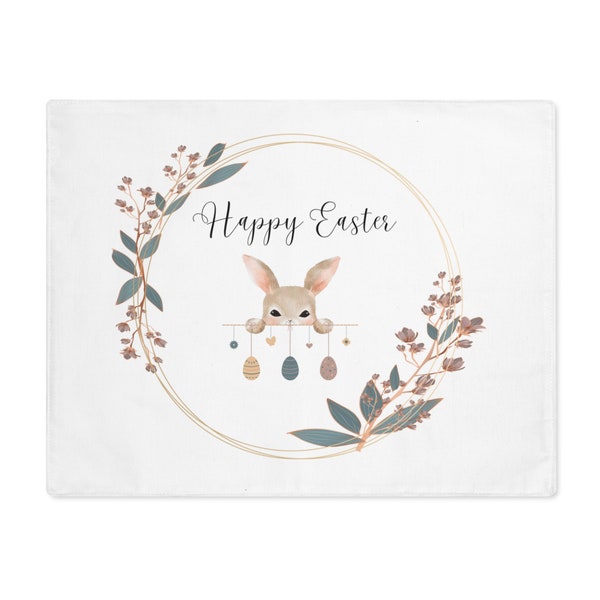 Easter Bunny Placemat - Decorative Table Mat with Floral and Egg Design | Festive Spring Dining Decor