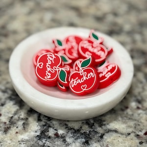 Teacher Apple Focal Bead | Teacher Apple Focal Silicone Beads for Pens | Loose Beads | Teacher Focal Bead for Lanyard | Teacher Gift |