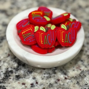 Teacher Focal Bead | Teacher Apple Focal Silicone Beads for Pens | Loose Beads | Teacher Focal Bead for Lanyard | Teacher Gift |