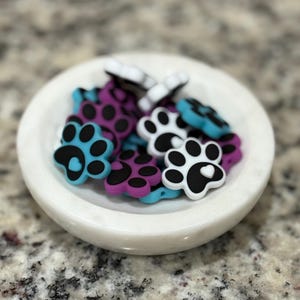Paw Print Focal Bead | Animal Paw Print Focal Silicone Beads for Pen | Loose Beads | Paw Focal Bead for Lanyard | Focal Bead for Key Chain