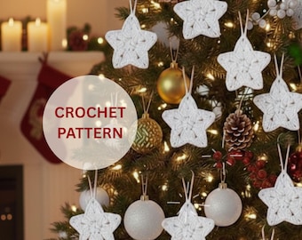 Star Ornament Crochet Pattern, Easy Christmas Pattern, Star plaque, Holiday Ornament, Beginners Pattern, Instant Download, Christmas decor