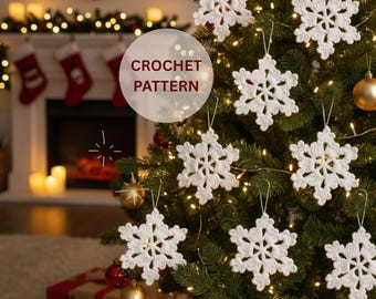 Snowflake Crochet Pattern, Easy Christmas Pattern, Snowflake plaque, Holiday Ornament, Beginners Pattern, Instant Download, Christmas decor